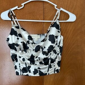 Nasty Gal Black and White Cow Print Camisole